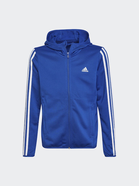 Adidas Αθλητική Παιδική Ζακέτα με Κουκούλα για Αγόρι Μπλε 3-Stripes