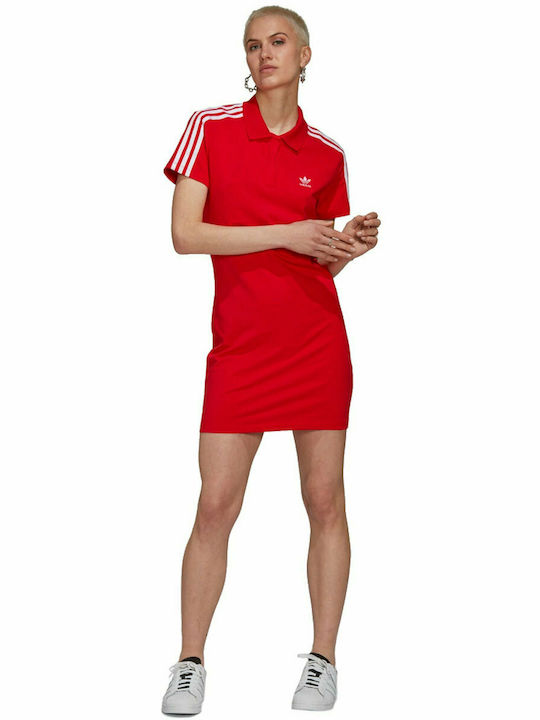 Adidas Adicolor Classics Mini Κοντομάνικο Αθλητικό Φόρεμα Κόκκινο