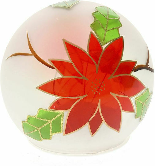 Iliadis Illuminated Christmas Glass Figure Ball Transparent Length 12cm Poinsettia