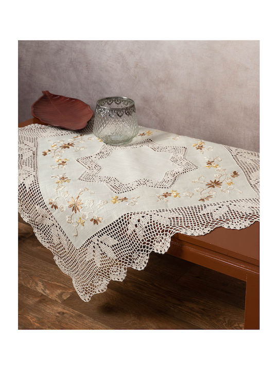 Silk Fashion Τραπεζομάντηλο με Κέντημα 313 Μπεζ 85x85εκ.