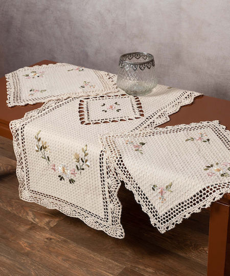 Silk Fashion Ράνερ Σετ 3τμχ 3509 Πλεκτό Εκρού 45x110εκ.