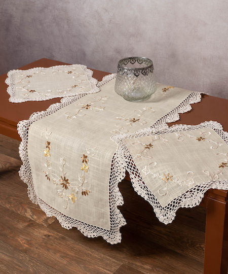Silk Fashion Ράνερ Σετ 3τμχ 313 με Κέντημα Μπεζ 45x110εκ. Silk Fashion Ράνερ Σετ 3τμχ 313 με Κέντημα Μπεζ 45x110εκ.