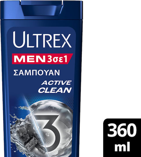 Ultrex Men Active Clean 3 În 1 Șampon Împotriva Mătreții Pentru Toate Tipurile de Păr 360ml