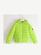 Kids' Quilted Jacket Short with Hood Green