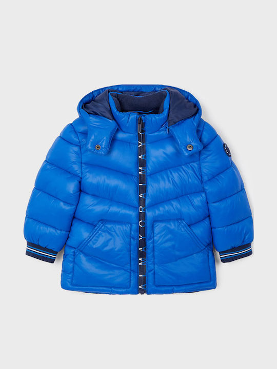 Mayoral Kids' Quilted Jacket Short with Hood Blue