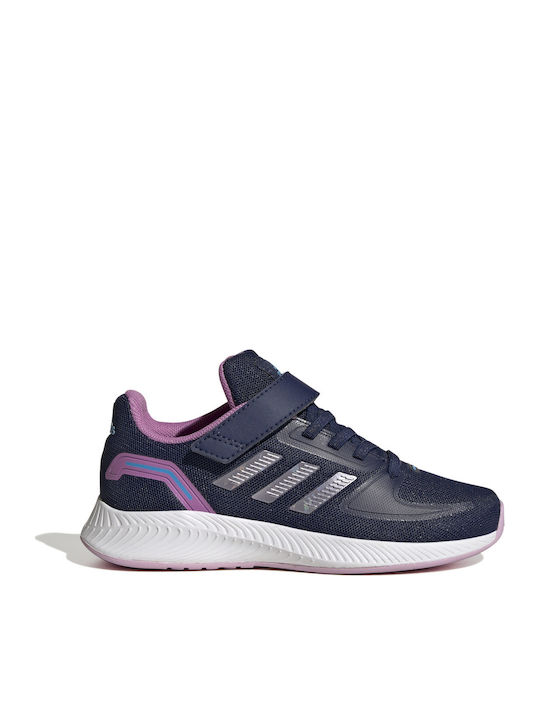 Runfalcon 2.0 K Kids Sports Shoes Running with Hoop & Loop Closure Dark Blue / Matt Purple Metallic / Pulse Lilac