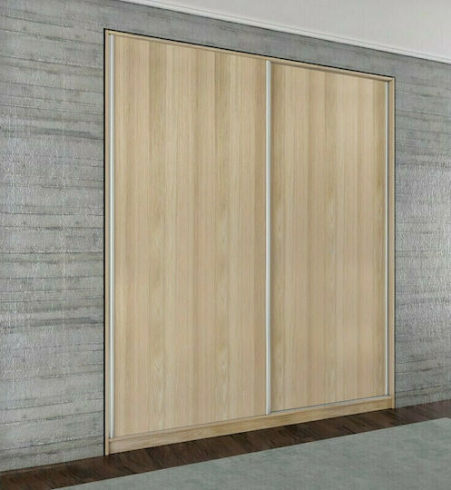 Double Door Wardrobe Sliding Latte 202x60x233cm
