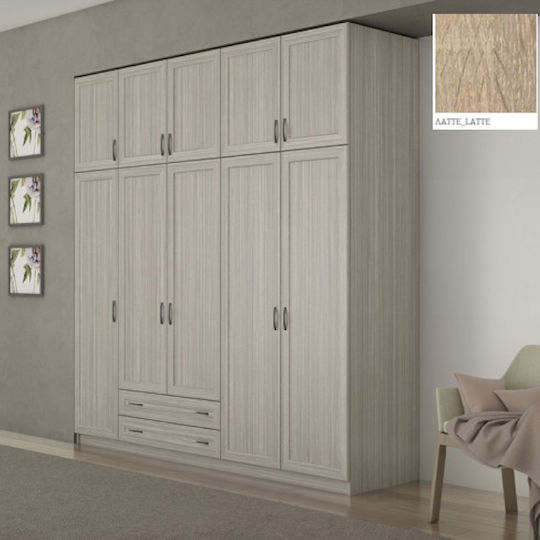 Dulap Premium Cinci Uși Cu Loft 252x60x233cm Latte Dulap Premium Cinci Uși Cu Loft 252x60x233cm Latte