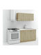 Комплект кухненски шкафове, монтирани на стена и под Σπiθa с плот за работа 130x60x85см Γκρι Δρυς / Marble