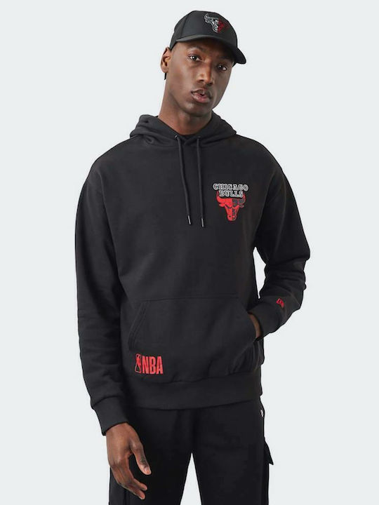 New Era Chicago Bulls Φούτερ με Κουκούλα Μαύρο