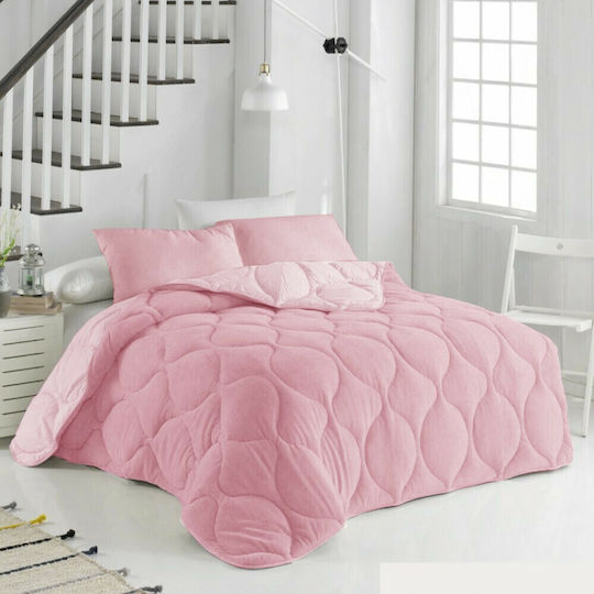 Saray Home Κουβερτοπάπλωμα Σετ Διπλό 200x240εκ. Softwell Ροζ 3τμχ