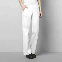 WonderWink Pull-On Women's White Medical Pants Cotton and Polyester