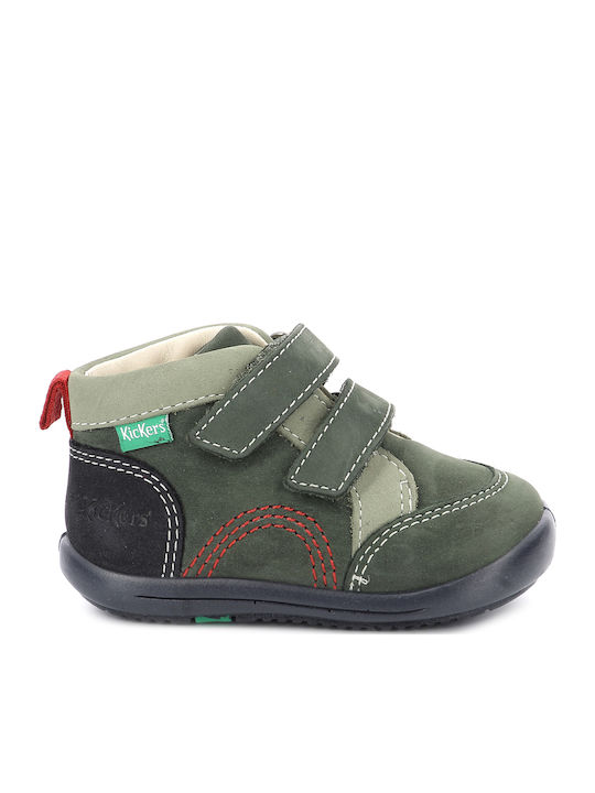 Kickers Lederne Kinderstiefeletten mit Klettver...