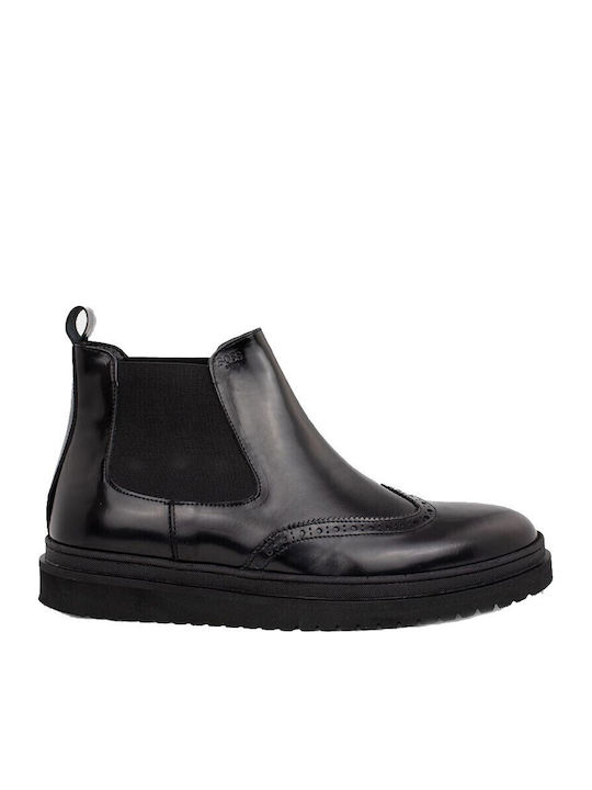 Boss Shoes Δερμάτινα Μαύρα Chelsea Μποτάκια