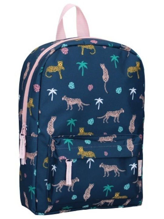 Kiss Pretty Okay Jungle School Bag Backpack Elementary, Elementary in Blue color