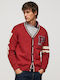 Men's Cardigan with Buttons Red