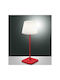 La Mia Luce Adam Metall Tischlampe LED mit Weiß Schirm und Rot Basis
