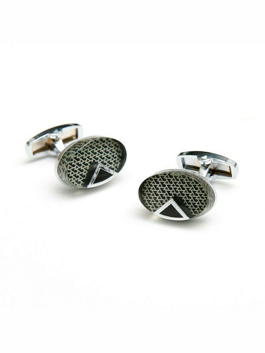 Oval Silver/Gray Cufflinks