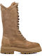 Suede Women's Ankle Boots Beige