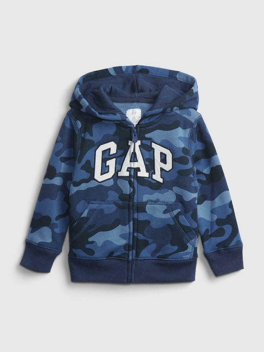 Kids Sweatshirt Cardigan Cotton with Hood Blue