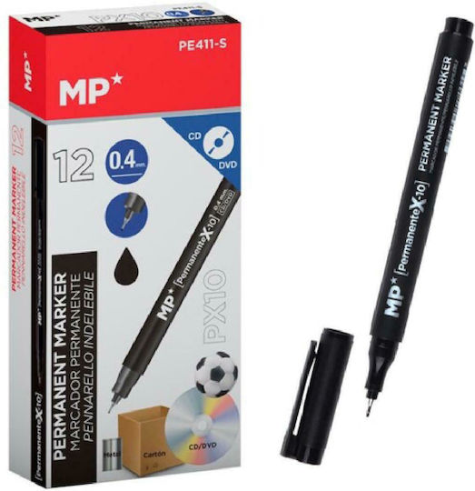 Madrid Papel Μαρκαδόροι για CD/DVD Μαύρος 0.4mm Σετ 12τμχ