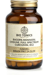 Bio Tonics Bacopa Monnieri - Choline - Full Spectrum - Curcumin - B12 526mg Supplement for Brain Health & Memory Support 60 veg. caps