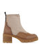 Suede Women's Chelsea Boots with Medium Heel Almond/Velour