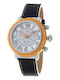 Glam Rock Women's Watch with Black Leather Strap