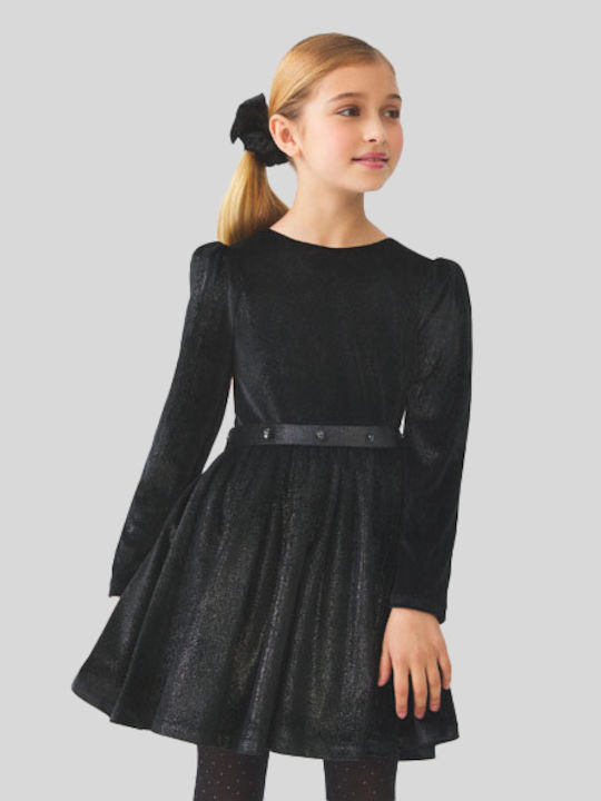 Children's Dress Long Sleeve Velvet Black