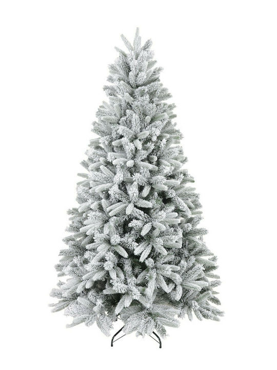 Jedle Snowy Christmas Green Tree with Metallic Base H210cm