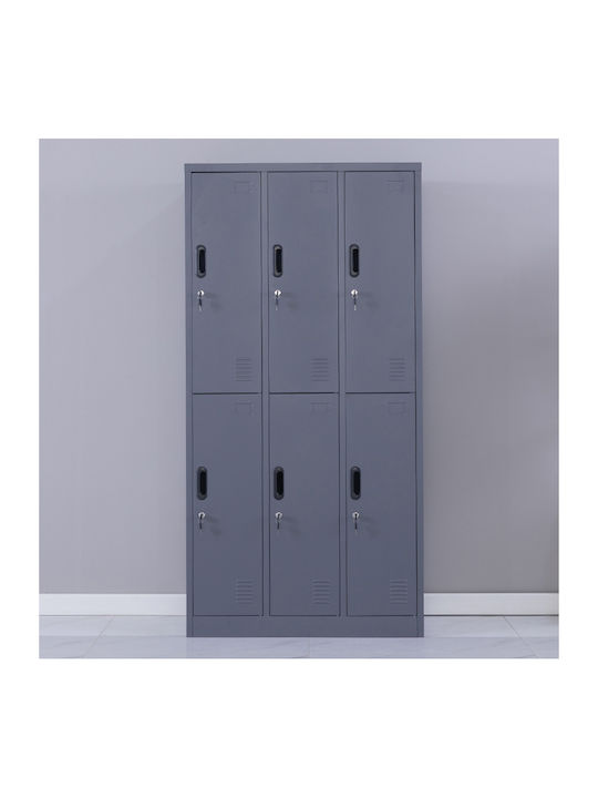 Dulap Metalic Steelen Cu 6 Dulapuri Antracit Mat Fără Picioare 90x45x180cm