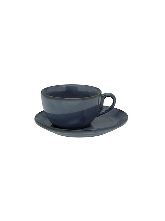 Cryspo Trio Azaro Porcelain Cappuccino Cup Set 220ml Blue