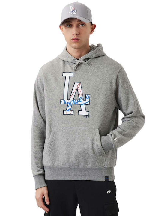 New Era Mlb Double Logo Φούτερ με Κουκούλα Γκρι