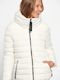 Funky Buddha Women's Short Puffer Jacket for Winter with Hood Off White