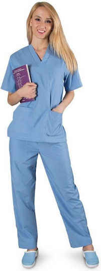 Be Unique M3 Unisex Hose & Bluse Set Hellblau aus Baumwolle und Polyester