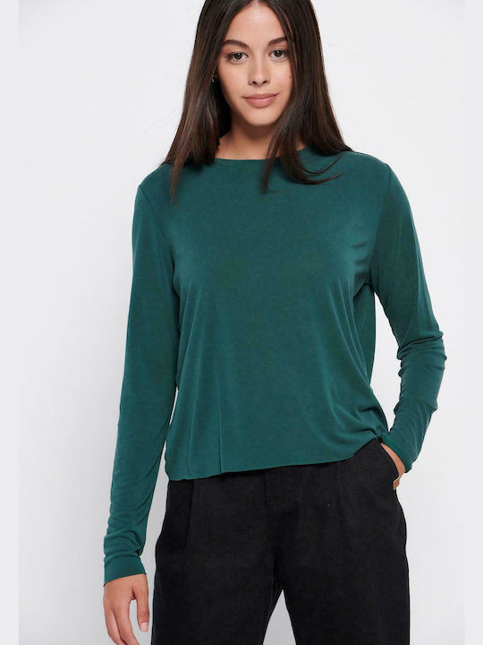 Funky Buddha Women's Athletic Blouse Long Sleeve Bistro Green