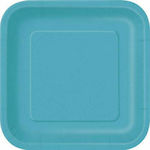 Dinner plates 23cm square turquoise 14pcs.