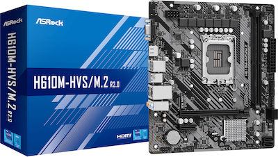 ASRock H610M-HVS/M.2 R2.0 Motherboard Micro ATX με Intel 1700 Socket