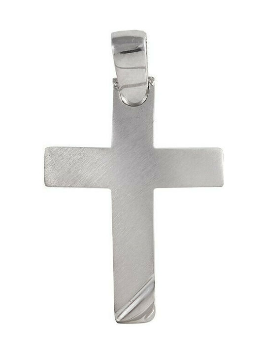 Baptismal cross in white gold 14K