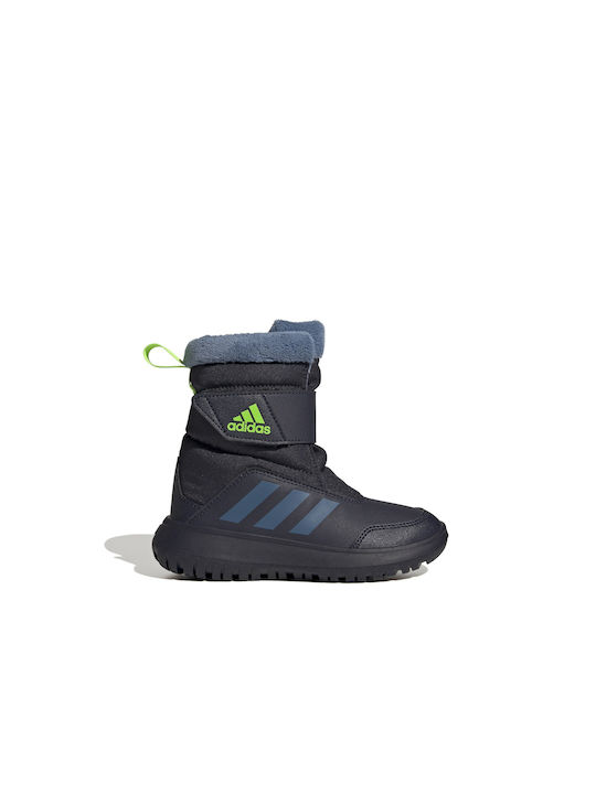 Adidas Winterplay Παιδικά Μποτάκια Χιονιού με Σκρατς Navy Μπλε