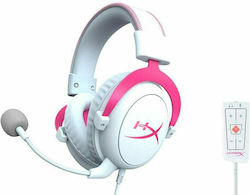 HyperX Cloud II Über Ohr Gaming-Headset mit Verbindung 3,5mm / USB Rosa