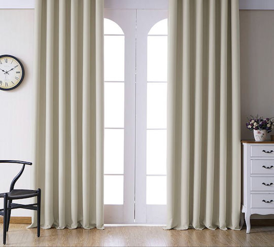 My Home Luxury Dellia Blackout Curtains with Pencil Pleat Ecru 280x300cm