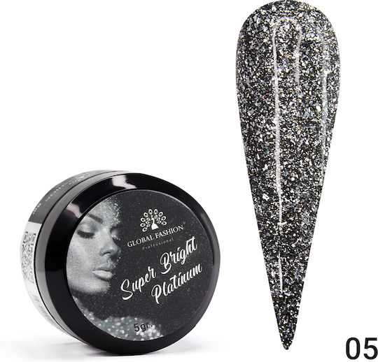 Global Fashion Super Bright Platinum 05 Nail Gel Gray 5gr