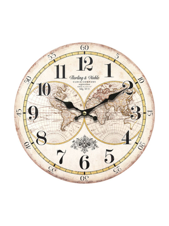 ArteLibre Αντικέ Ρολόι Τοίχου Ξύλινο 58cm