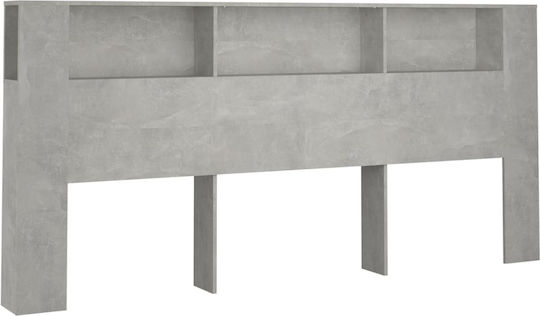 vidaXL Wooden Bed Headboard Gray Concrete 220x104.5cm