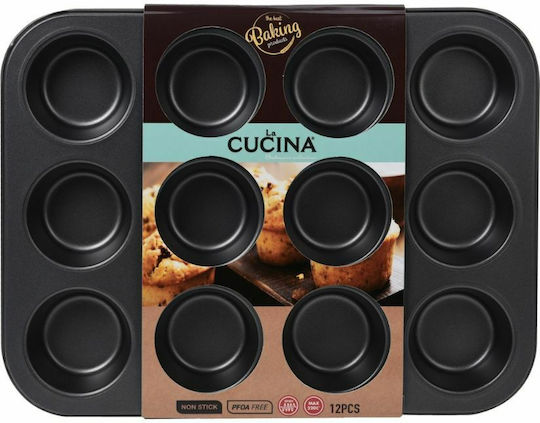 Excellent Houseware La Cucina Backform Törtchen/Muffins Rostfreier Stahl 12 Plätze 35x26cm 1cm
