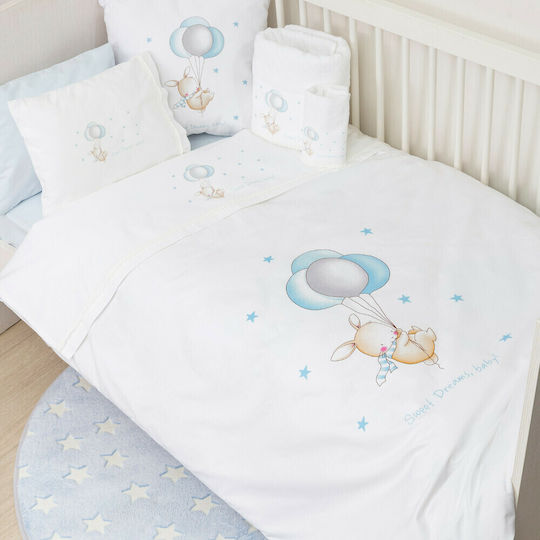 Borea Sweet Dreams Комплект Бебешки Чаршафи За Количка Памучни Светлосини 120x160бр 3бр