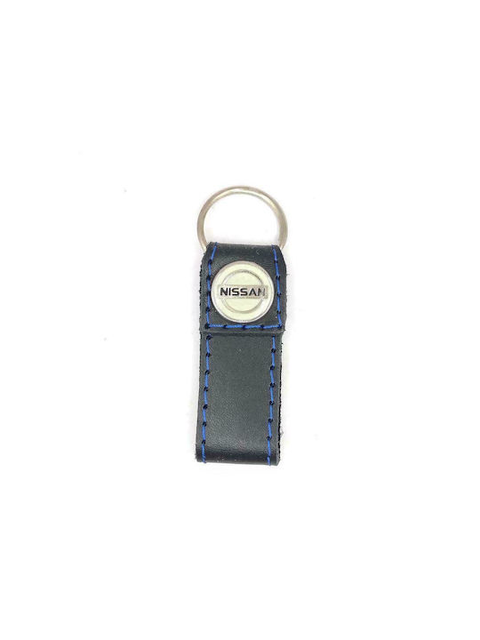 Leather key ring with enamel NISSAN black-blue 7623-k