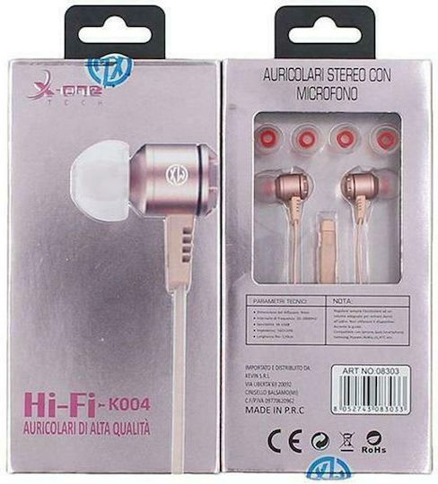 X-One K004 In-Ear Freihändig Kopfhörer mit Stecker 3.5mm Rose Gold