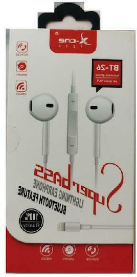 X-One BT-26 Earbuds Freihändig Kopfhörer mit Stecker Blitzschlag Weiß